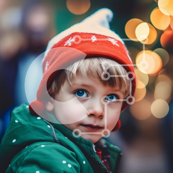 Intra Συλλεκτικό Ξύλινο Παζλ Plywood  4mm - Σοβαρό πορτρέτο ενός νεαρού αγοριού που φορά ένα πράσινο σακάκι και ένα κόκκινο Beanie Σε Ξύλινο Κουτί - Διαστάσεις Puzzle: 10x10 cm – 25 κομμάτια