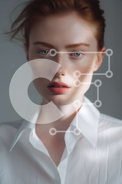 Intra Συλλεκτικό Ξύλινο Παζλ Plywood  4mm - Πορτρέτο μιας γυναίκας με κόκκινα μαλλιά σε λευκό πουκάμισο Σε Ξύλινο Κουτί - Διαστάσεις Puzzle: 10x10 cm – 25 κομμάτια