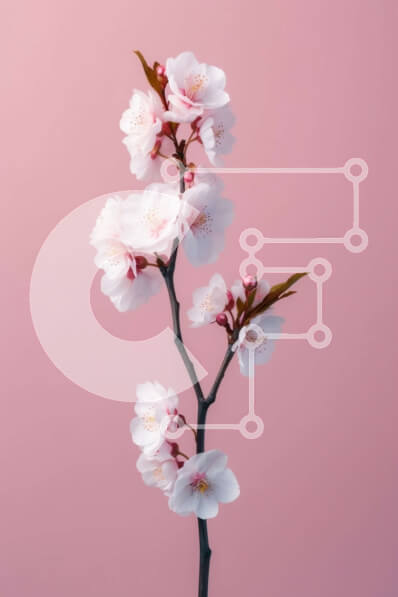 Σετ των 2 Intra Συλλεκτικό Ξύλινο Παζλ Plywood  4mm - Εκπληκτική εικόνα ενός λευκού λουλουδιού κερασιάς σε ροζ φόντο Σε Ξύλινο Κουτί - Διαστάσεις: 10x10 cm – 25 κομμάτια