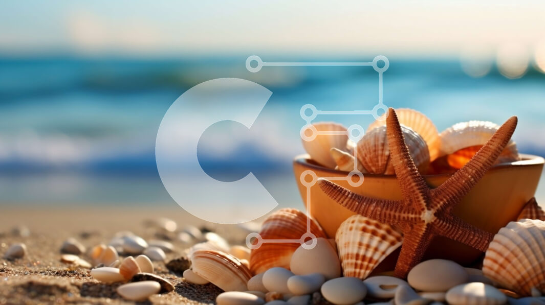 Intra Συλλεκτικό Ξύλινο Παζλ Plywood  4mm - Όμορφη εικόνα με κοχύλια στην παραλία Σε Ξύλινο Κουτί - Διαστάσεις: 10x10 cm – 25 κομμάτια