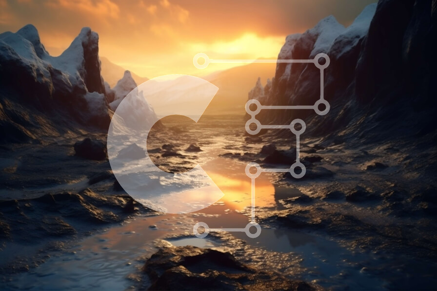 Intra Συλλεκτικό Ξύλινο Παζλ Plywood  4mm - Όμορφο ορεινό τοπίο με χιονισμένες κορυφές και ποτάμι στο ηλιοβασίλεμα Σε Ξύλινο Κουτί - Διαστάσεις: 10x10 cm – 25 κομμάτια