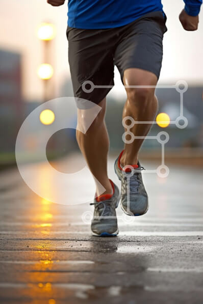 Intra Συλλεκτικό Ξύλινο Παζλ Plywood  4mm - Αθλητικός δρομέας στην οδό της πόλης στο σούρουπο Σε Ξύλινο Κουτί - Διαστάσεις Puzzle: 10x10 cm – 25 κομμάτια