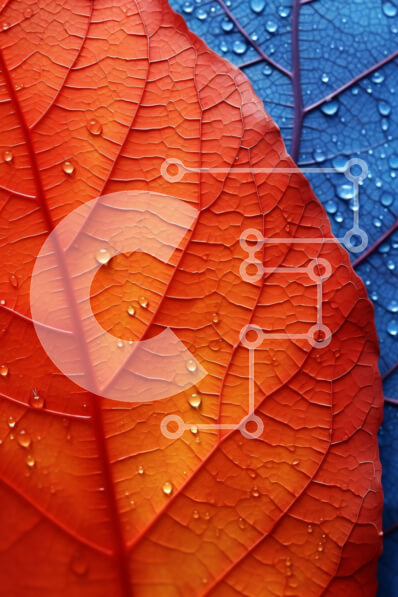 Σετ των 2 Intra Συλλεκτικό Ξύλινο Παζλ Plywood  4mm - Ζωντανά κόκκινα και σιωπηλά μπλε φύλλα με σταγονίδια νερού Σε Ξύλινο Κουτί - Διαστάσεις: 10x10 cm – 25 κομμάτια