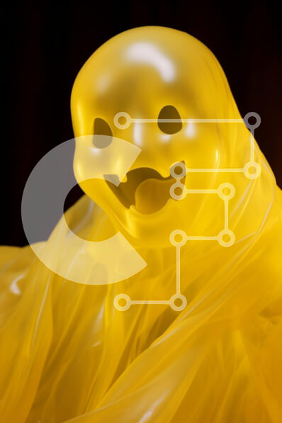 Intra Συλλεκτικό Ξύλινο Παζλ Plywood  4mm - Κίτρινη φιγούρα φάντασμα τυλιγμένη σε πλαστικό Σε Ξύλινο Κουτί - Διαστάσεις Puzzle: 10x10 cm – 25 κομμάτια