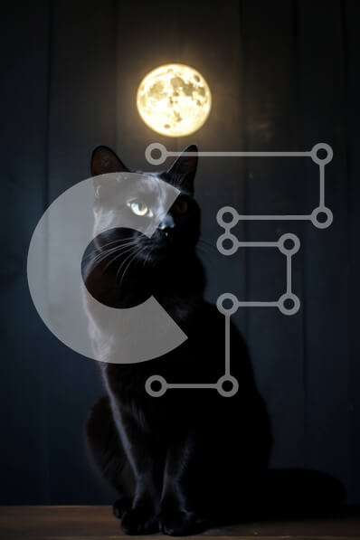 Σετ των 2 Intra Συλλεκτικό Ξύλινο Παζλ Plywood  4mm - Μυστηριώδης μαύρη γάτα με φόντο την πανσέληνο Σε Ξύλινο Κουτί - Διαστάσεις: 10x10 cm – 25 κομμάτια