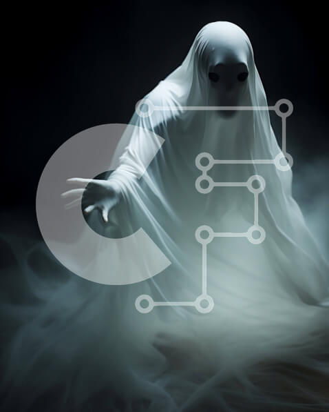 Intra Συλλεκτικό Ξύλινο Παζλ Plywood  4mm - Ghostly Figure που χειρονομεί για να επικοινωνήσει Σε Ξύλινο Κουτί - Διαστάσεις Puzzle: 10x10 cm – 25 κομμάτια