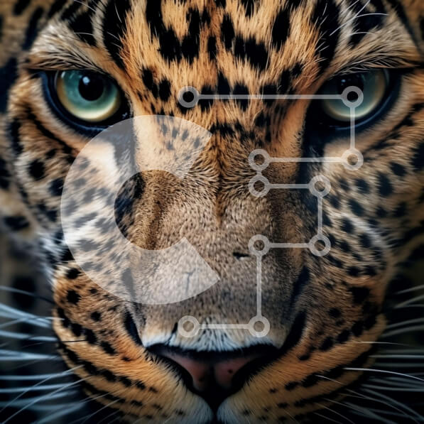 Intra Συλλεκτικό Ξύλινο Παζλ Plywood  4mm - Εκπληκτική εικόνα του προσώπου της λεοπάρδαλης με αιχμηρά δόντια και παχιά γούνα Σε Ξύλινο Κουτί - Διαστάσεις: 10x10 cm – 25 κομμάτια