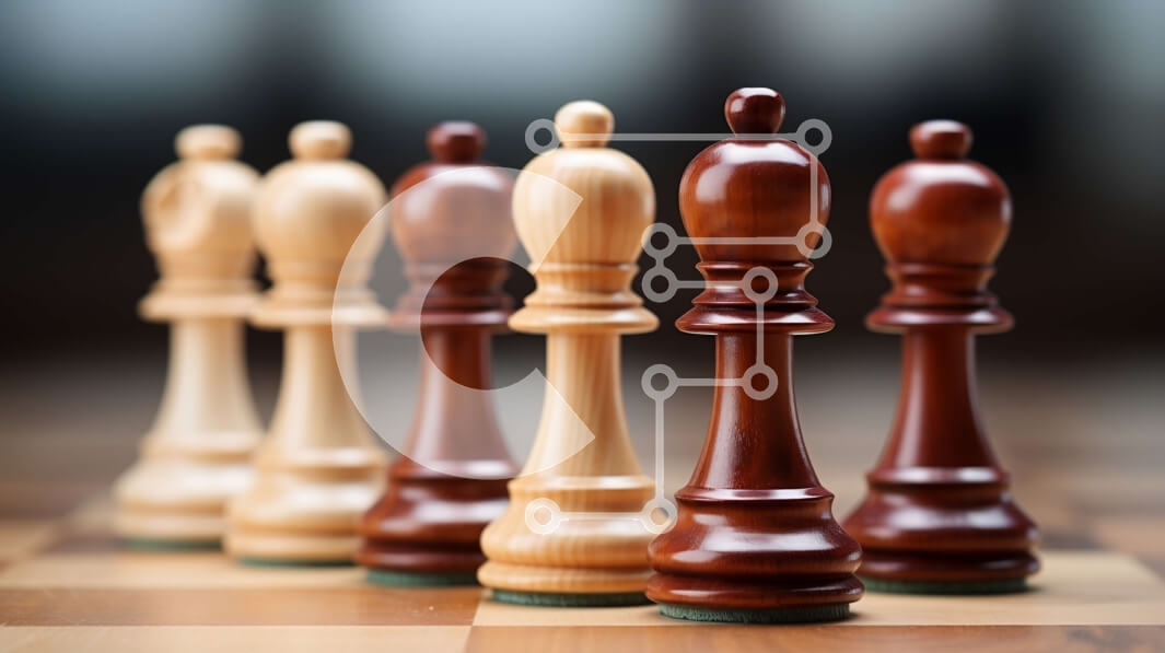 Intra Συλλεκτικό Ξύλινο Παζλ Plywood  4mm - Σκακιέρα με άσπρα και μαύρα κομμάτια στο ξύλο Σε Ξύλινο Κουτί - Διαστάσεις Puzzle: 10x10 cm – 25 κομμάτια