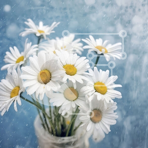 Intra Συλλεκτικό Ξύλινο Παζλ Plywood  4mm - Όμορφη εικόνα λευκών μαργαριτών σε βάζο μια βροχερή μέρα Σε Ξύλινο Κουτί - Διαστάσεις: 10x10 cm – 25 κομμάτια