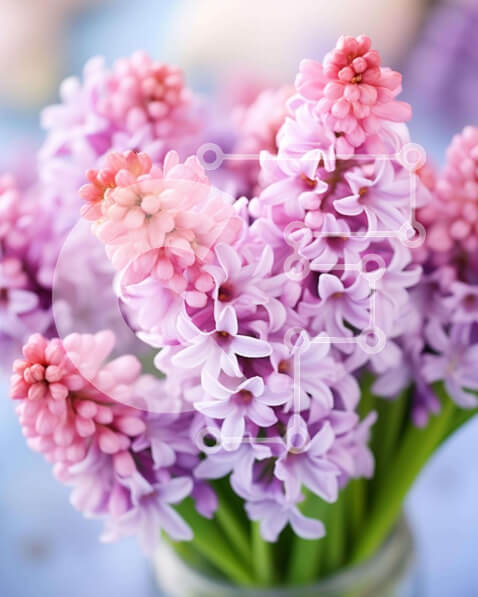 Intra Συλλεκτικό Ξύλινο Παζλ Plywood  4mm - Ζωντανά μωβ λουλούδια υάκινθου σε ένα όμορφο βάζο Σε Ξύλινο Κουτί - Διαστάσεις: 10x10 cm – 25 κομμάτια