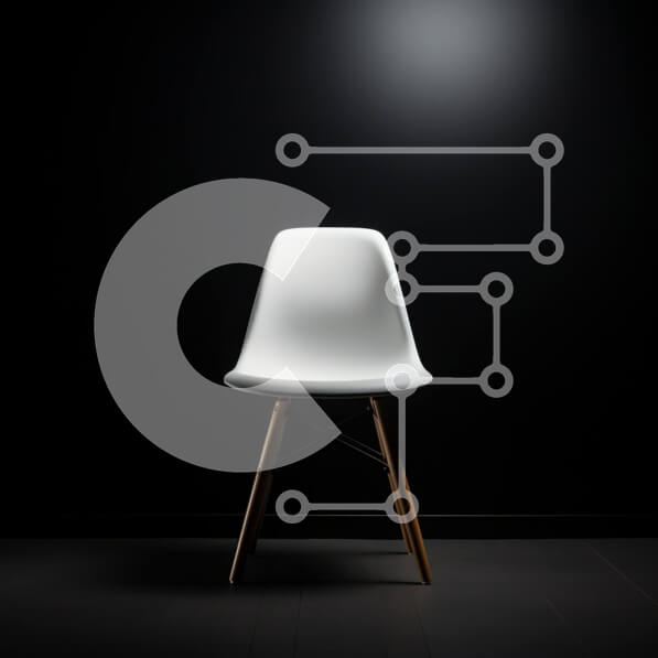 Intra Συλλεκτικό Ξύλινο Παζλ Plywood  4mm - Λευκή Πλαστική Καρέκλα με Ξύλινο Κάθισμα και Πλάτη σε Σκοτεινό Δωμάτιο Σε Ξύλινο Κουτί - Διαστάσεις Puzzle: 10x10 cm – 25 κομμάτια