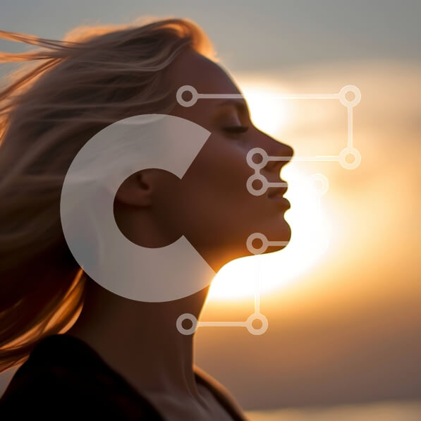 Intra Συλλεκτικό Ξύλινο Παζλ Plywood  4mm - Όμορφη εικόνα γυναίκας με μακριά ξανθά μαλλιά που κοιτάζει το ηλιοβασίλεμα Σε Ξύλινο Κουτί - Διαστάσεις Puzzle: 10x10 cm – 25 κομμάτια