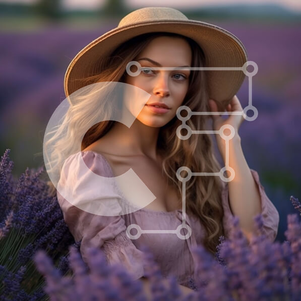 Intra Συλλεκτικό Ξύλινο Παζλ Plywood  4mm - Ειρηνική εικόνα μιας νεαρής γυναίκας σε ένα χωράφι λεβάντας Σε Ξύλινο Κουτί - Διαστάσεις: 10x10 cm – 25 κομμάτια