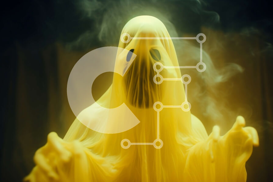 Intra Συλλεκτικό Ξύλινο Παζλ Plywood  4mm - Κίτρινο κοστούμι φάντασμα με καπνό Σε Ξύλινο Κουτί - Διαστάσεις Puzzle: 10x10 cm – 25 κομμάτια