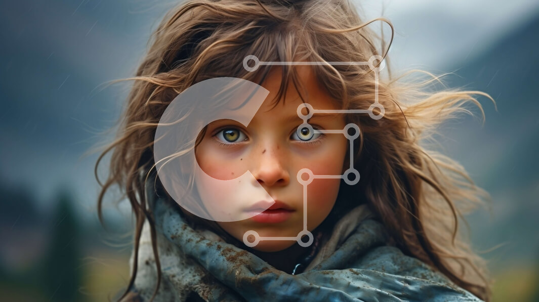 Intra Συλλεκτικό Ξύλινο Παζλ Plywood  4mm - Όμορφο πορτρέτο ενός νεαρού κοριτσιού με σγουρά μαλλιά και σοβαρή έκφραση Σε Ξύλινο Κουτί - Διαστάσεις Puzzle: 10x10 cm – 25 κομμάτια