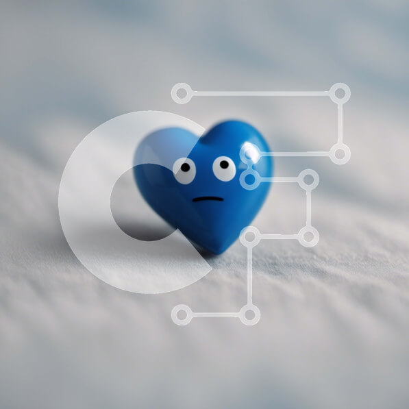 Intra Συλλεκτικό Ξύλινο Παζλ Plywood  4mm - Αφηρημένη μπλε καρδιά με τα μάτια και το στόμα Σε Ξύλινο Κουτί - Διαστάσεις Puzzle: 10x10 cm – 25 κομμάτια