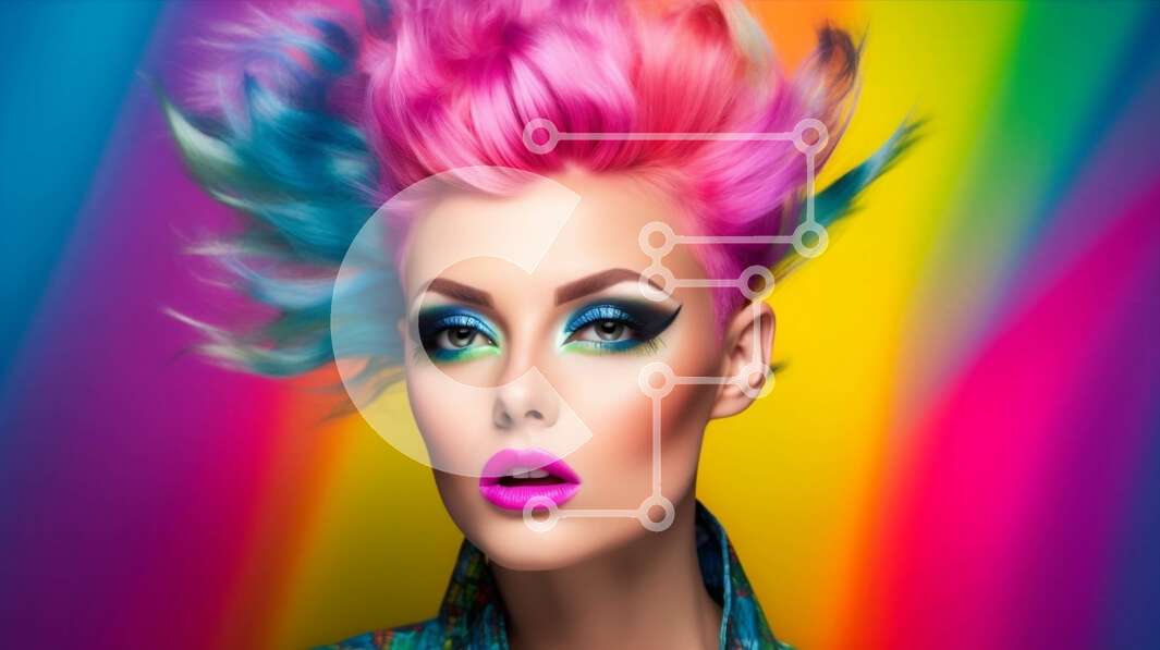 Intra Συλλεκτικό Ξύλινο Παζλ Plywood  4mm - Ζωντανή γυναίκα με πολύχρωμα μαλλιά και έντονο μακιγιάζ Σε Ξύλινο Κουτί - Διαστάσεις Puzzle: 10x10 cm – 25 κομμάτια