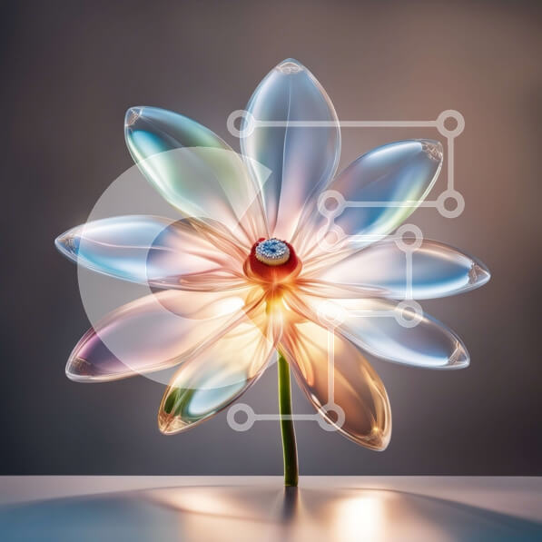 Intra Συλλεκτικό Ξύλινο Παζλ Plywood  4mm - Όμορφο γυάλινο λουλούδι με απαλό φωτισμό Σε Ξύλινο Κουτί - Διαστάσεις: 10x10 cm – 25 κομμάτια