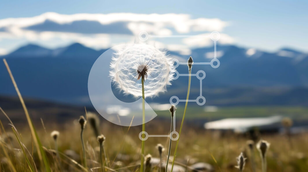 Intra Συλλεκτικό Ξύλινο Παζλ Plywood  4mm - Λουλούδι πικραλίδα στη φύση με φόντο το βουνό Σε Ξύλινο Κουτί - Διαστάσεις: 10x10 cm – 25 κομμάτια