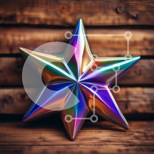 Intra Συλλεκτικό Ξύλινο Παζλ Plywood  4mm - Όμορφη εικόνα με πολύχρωμο στολίδι αστεριών σε ξύλινο τοίχο Σε Ξύλινο Κουτί - Διαστάσεις Puzzle: 10x10 cm – 25 κομμάτια