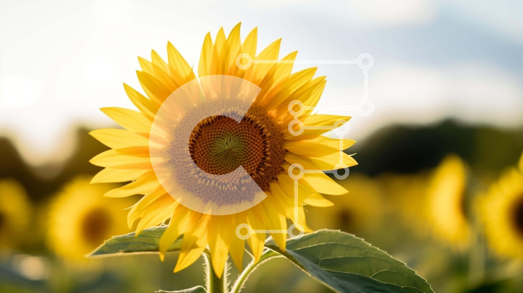 Intra Συλλεκτικό Ξύλινο Παζλ Plywood  4mm - Ηλίανθος σε ανοιχτό χωράφι με ζωηρά χρώματα Σε Ξύλινο Κουτί - Διαστάσεις: 10x10 cm – 25 κομμάτια