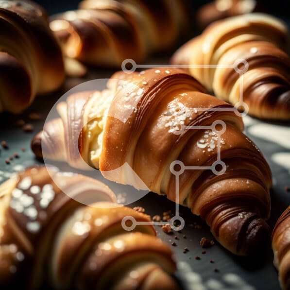 Σετ των 2 Intra Συλλεκτικό Ξύλινο Παζλ Plywood  4mm - Λαχταριστά κρουασάν σε δίσκο με πασπαλίσματα ζάχαρης Σε Ξύλινο Κουτί - Διαστάσεις: 10x10 cm – 25 κομμάτια