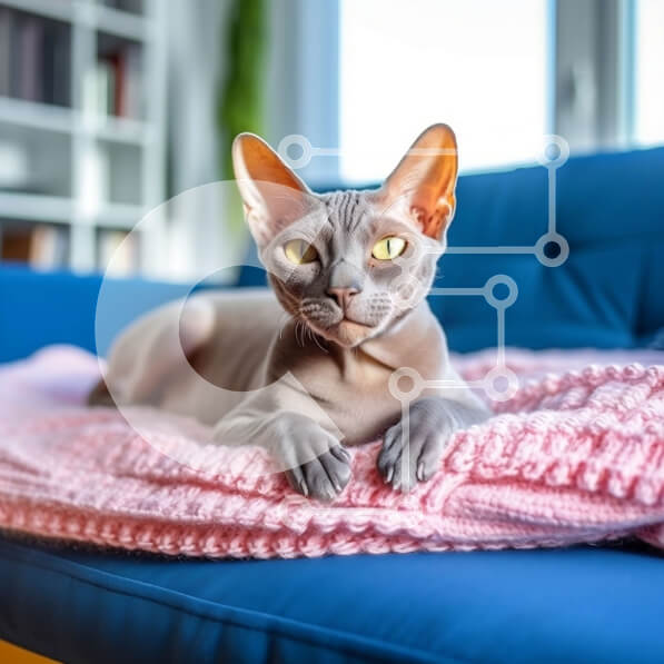 Intra Συλλεκτικό Ξύλινο Παζλ Plywood  4mm - Αξιολάτρευτη εικόνα της γκρι γάτας που χαλαρώνει σε μια ροζ κουβέρτα Σε Ξύλινο Κουτί - Διαστάσεις: 10x10 cm – 25 κομμάτια