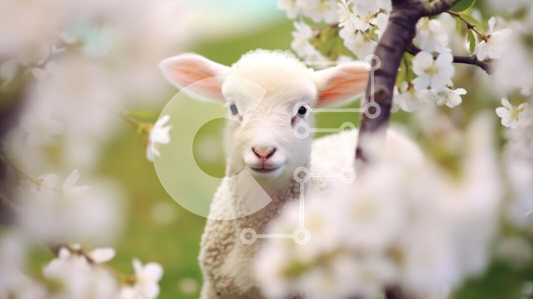 Intra Συλλεκτικό Ξύλινο Παζλ Plywood  4mm - Περίεργο αρνί σε ένα χωράφι με ανθισμένα λουλούδια Σε Ξύλινο Κουτί - Διαστάσεις: 10x10 cm – 25 κομμάτια