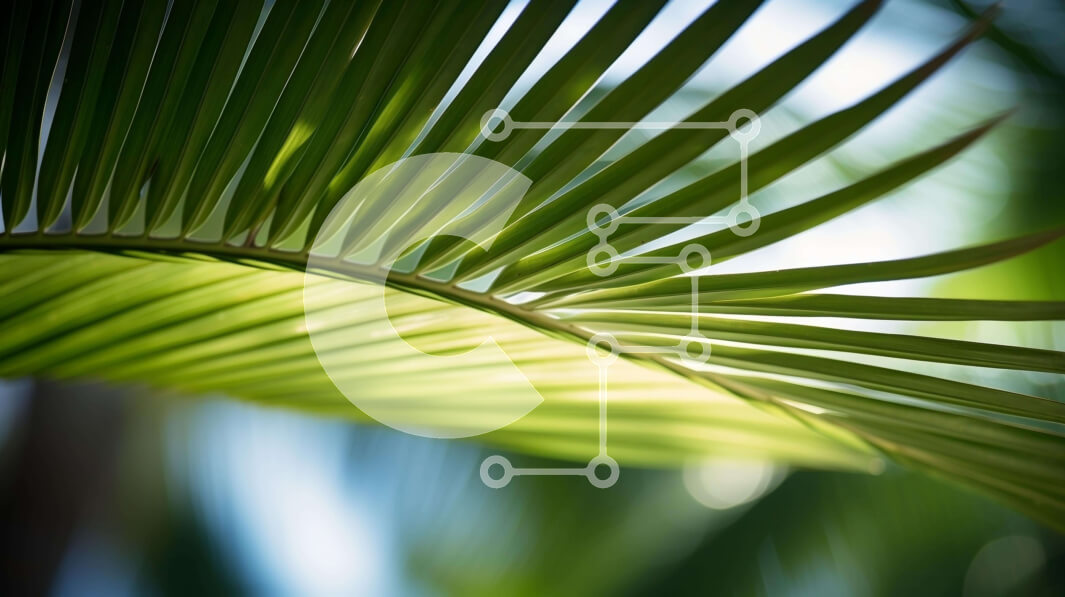 Intra Συλλεκτικό Ξύλινο Παζλ Plywood  4mm - Πράσινο φύλλο φοίνικα στο φως του ήλιου Σε Ξύλινο Κουτί - Διαστάσεις: 10x10 cm – 25 κομμάτια