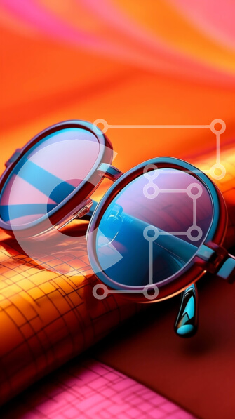 Intra Συλλεκτικό Ξύλινο Παζλ Plywood  4mm - Κομψά γυαλιά ηλίου σε πολύχρωμο φόντο Σε Ξύλινο Κουτί - Διαστάσεις Puzzle: 10x10 cm – 25 κομμάτια