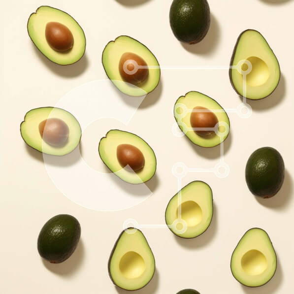 Σετ των 2 Intra Συλλεκτικό Ξύλινο Παζλ Plywood  4mm - Κύκλος από ώριμες φέτες αβοκάντο σε λευκό φόντο Σε Ξύλινο Κουτί - Διαστάσεις: 10x10 cm – 25 κομμάτια