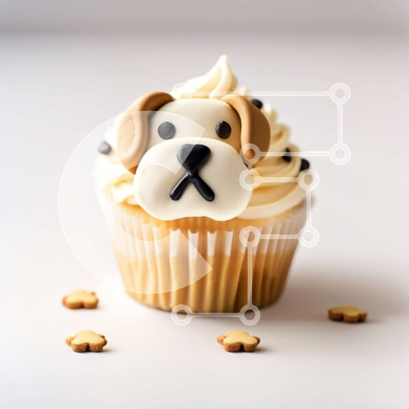 Σετ των 2 Intra Συλλεκτικό Ξύλινο Παζλ Plywood  4mm - Αξιολάτρευτο Cupcake για πρόσωπο σκύλου Σε Ξύλινο Κουτί - Διαστάσεις: 10x10 cm – 25 κομμάτια