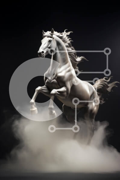 Σετ των 2 Intra Συλλεκτικό Ξύλινο Παζλ Plywood  4mm - Ασημένιο άλογο που πηδά στον αέρα Σε Ξύλινο Κουτί - Διαστάσεις: 10x10 cm – 25 κομμάτια