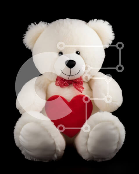 Intra Συλλεκτικό Ξύλινο Παζλ Plywood  4mm - Λευκό αρκουδάκι με κόκκινο παπιγιόν σε μαύρο φόντο Σε Ξύλινο Κουτί - Διαστάσεις Puzzle: 10x10 cm – 25 κομμάτια