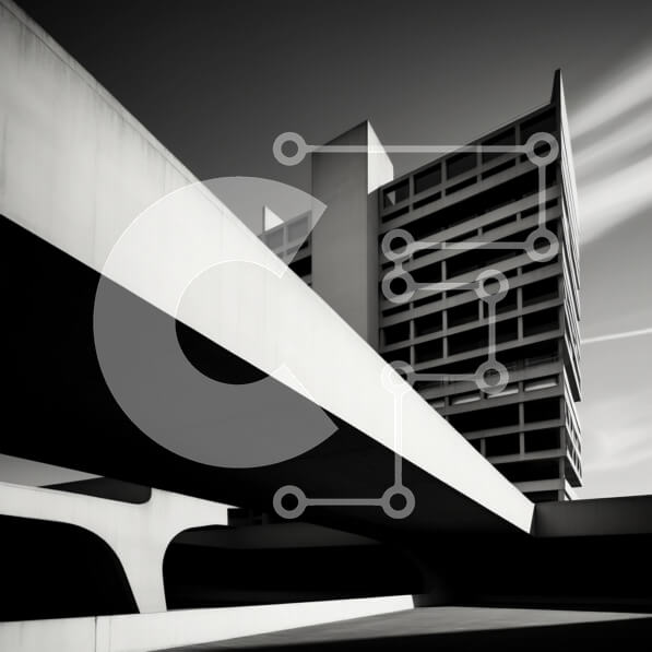 Intra Συλλεκτικό Ξύλινο Παζλ Plywood  4mm - Ασπρόμαυρη αστική αρχιτεκτονική με γέφυρες και υπερβάσεις Σε Ξύλινο Κουτί - Διαστάσεις Puzzle: 10x10 cm – 25 κομμάτια