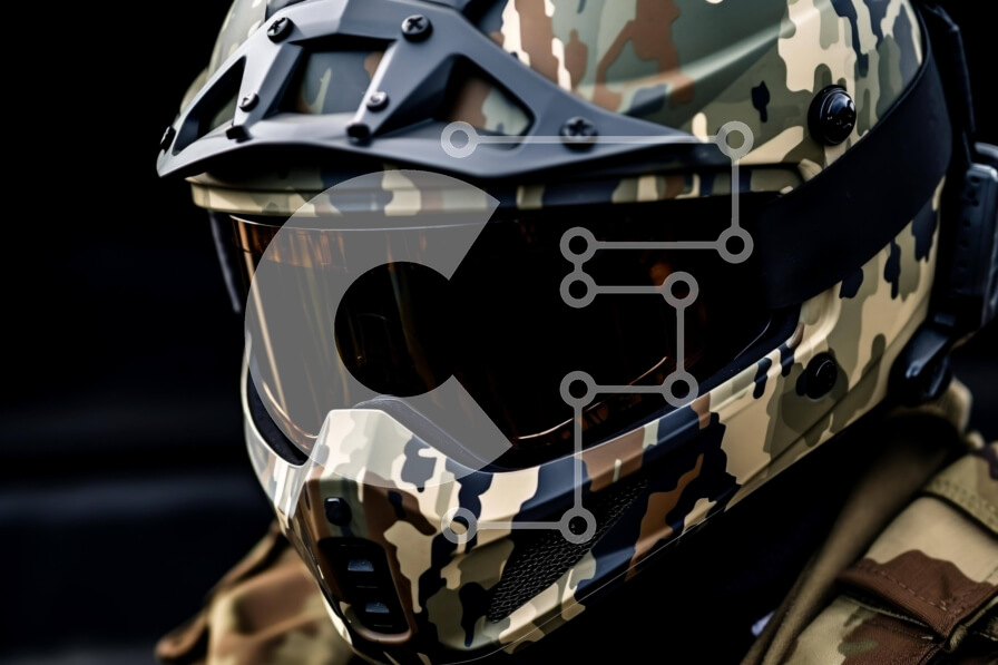 Intra Συλλεκτικό Ξύλινο Παζλ Plywood  4mm - Άνδρας που φορά κράνος παραλλαγής τύπου στρατού και γυαλιά Σε Ξύλινο Κουτί - Διαστάσεις Puzzle: 10x10 cm – 25 κομμάτια