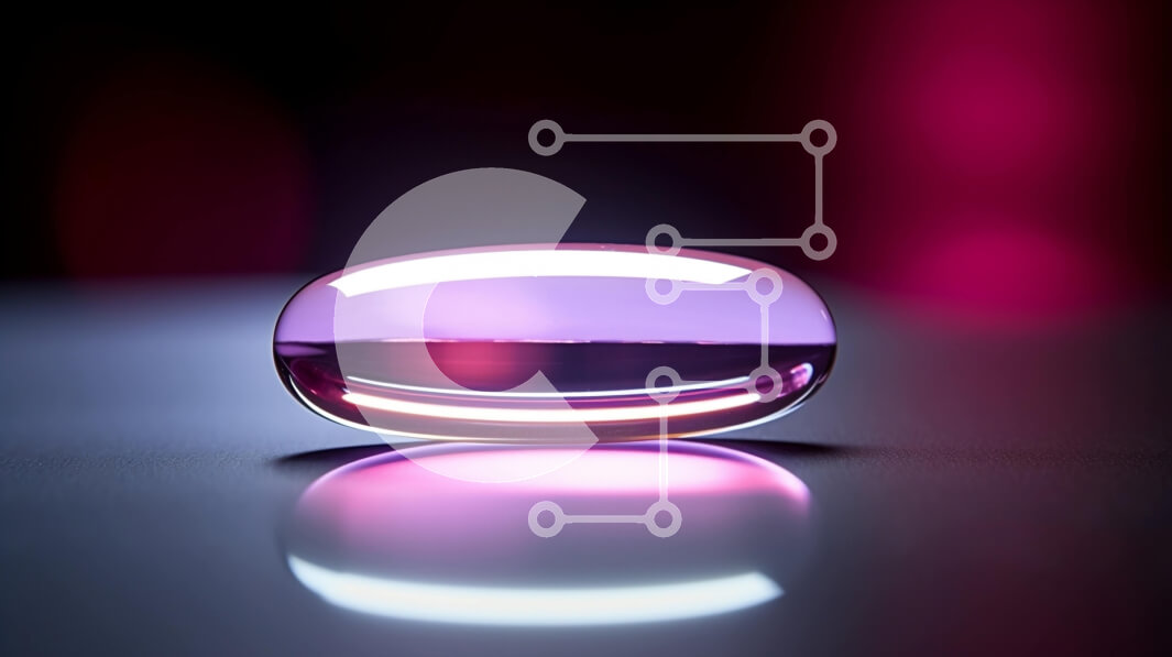 Intra Συλλεκτικό Ξύλινο Παζλ Plywood  4mm - Ροζ χάπι σε μαύρη επιφάνεια Σε Ξύλινο Κουτί - Διαστάσεις Puzzle: 10x10 cm – 25 κομμάτια