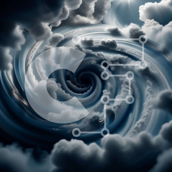 Intra Συλλεκτικό Ξύλινο Παζλ Plywood  4mm - Σουρεαλιστική εικόνα μιας σκοτεινής δίνης στον ουρανό Σε Ξύλινο Κουτί - Διαστάσεις: 10x10 cm – 25 κομμάτια