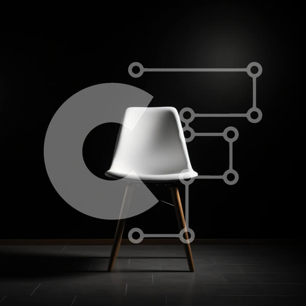 Intra Συλλεκτικό Ξύλινο Παζλ Plywood  4mm - Μοντέρνα λευκή πλαστική καρέκλα σε σκοτεινό δωμάτιο Σε Ξύλινο Κουτί - Διαστάσεις Puzzle: 10x10 cm – 25 κομμάτια