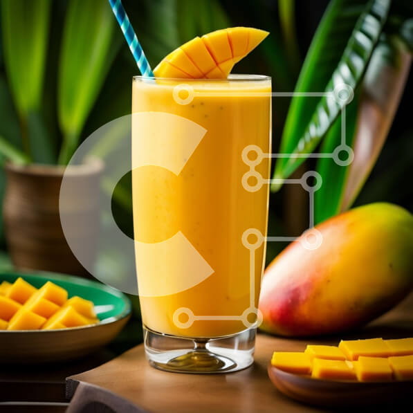 Σετ των 2 Intra Συλλεκτικό Ξύλινο Παζλ Plywood  4mm - Δροσιστική συνταγή Smoothie Mango με φρέσκες φέτες μάνγκο Σε Ξύλινο Κουτί - Διαστάσεις: 10x10 cm – 25 κομμάτια