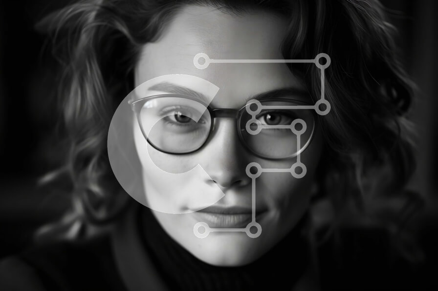 Intra Συλλεκτικό Ξύλινο Παζλ Plywood  4mm - Vintage πορτρέτο μιας γυναίκας που φοράει γυαλιά Σε Ξύλινο Κουτί - Διαστάσεις Puzzle: 10x10 cm – 25 κομμάτια