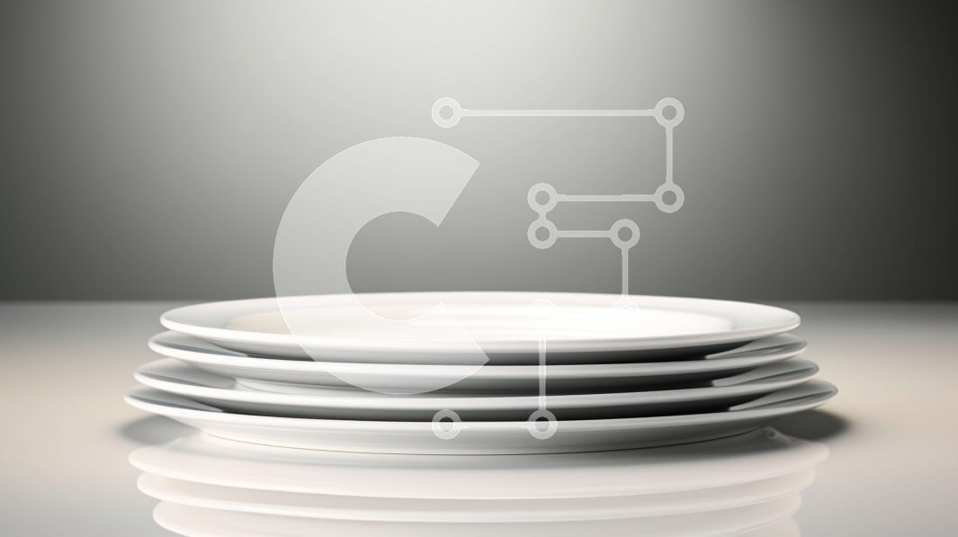 Intra Συλλεκτικό Ξύλινο Παζλ Plywood  4mm - Στοίβα από λευκά πιάτα σε ένα τραπέζι Σε Ξύλινο Κουτί - Διαστάσεις Puzzle: 10x10 cm – 25 κομμάτια