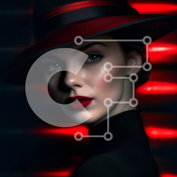 Σετ των 2 Intra Συλλεκτικό Ξύλινο Παζλ Plywood  4mm - Κομψή γυναίκα με μαύρο φόρεμα και κόκκινο καπέλο με έντονα κόκκινα χείλη Σε Ξύλινο Κουτί - Διαστάσεις: 10x10 cm – 25 κομμάτια