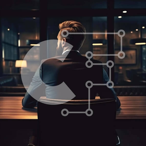 Intra Συλλεκτικό Ξύλινο Παζλ Plywood  4mm - Επιχειρηματίας στο γραφείο γραφείου που κοιτάζει στην απόσταση Σε Ξύλινο Κουτί - Διαστάσεις Puzzle: 10x10 cm – 25 κομμάτια