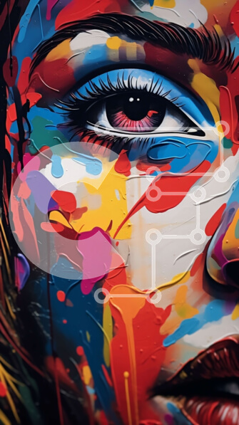 Intra Συλλεκτικό Ξύλινο Παζλ Plywood  4mm - Εκπληκτική εικόνα γυναίκας με πολύχρωμες πιτσιλιές μπογιάς Σε Ξύλινο Κουτί - Διαστάσεις Puzzle: 10x10 cm – 25 κομμάτια