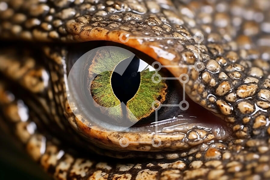 Σετ των 2 Intra Συλλεκτικό Ξύλινο Παζλ Plywood  4mm - Εκπληκτική κοντινή πλάνο του ματιού μιας σαύρας με τη φωτεινή πράσινη ίριδα Σε Ξύλινο Κουτί - Διαστάσεις: 10x10 cm – 25 κομμάτια