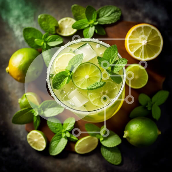 Σετ των 2 Intra Συλλεκτικό Ξύλινο Παζλ Plywood  4mm - Λαχταριστή γαρνιτούρα Μαργαρίτα με λάιμ και μέντα Σε Ξύλινο Κουτί - Διαστάσεις: 10x10 cm – 25 κομμάτια