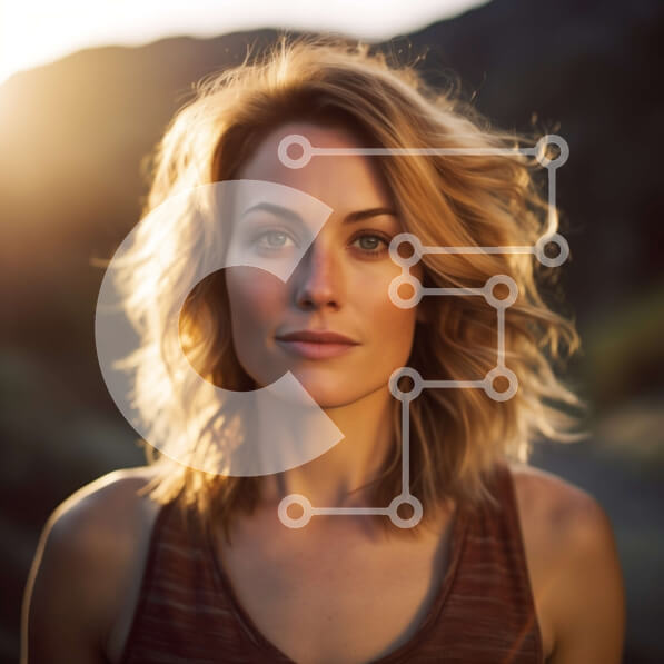 Intra Συλλεκτικό Ξύλινο Παζλ Plywood  4mm - Πανέμορφο ηλιοβασίλεμα φωτογραφίας μιας ξανθιάς γυναίκας με ορεινό φόντο Σε Ξύλινο Κουτί - Διαστάσεις Puzzle: 10x10 cm – 25 κομμάτια