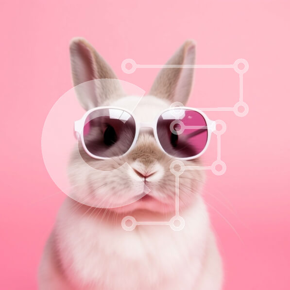 Intra Συλλεκτικό Ξύλινο Παζλ Plywood  4mm - Αξιολάτρευτη εικόνα ενός κουνελιού με γυαλιά ηλίου σε χαριτωμένο ροζ φόντο Σε Ξύλινο Κουτί - Διαστάσεις: 10x10 cm – 25 κομμάτια