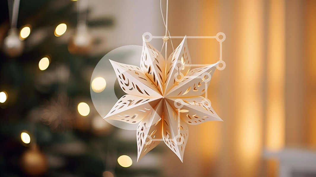 Intra Συλλεκτικό Ξύλινο Παζλ Plywood  4mm - Χάρτινο στολίδι σε σχήμα αστεριού που κρέμεται από το χριστουγεννιάτικο δέντρο Σε Ξύλινο Κουτί - Διαστάσεις: 10x10 cm – 25 κομμάτια